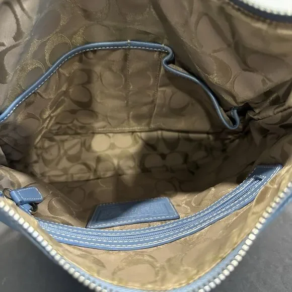 Coach 9326 Vtg Legacy Slim Duffle Slate Blue Leather Purse Bag Shoulder Strap - Picture 6 of 11